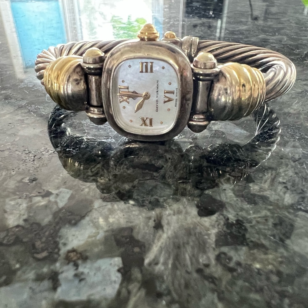 David Yurman timeless two tone mother of Pearl watch.